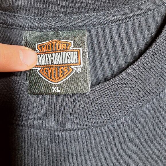 Harley Davidson Sexy mud Pin-up girl y2k vintage double sided graphic print tee - Picture 6 of 7